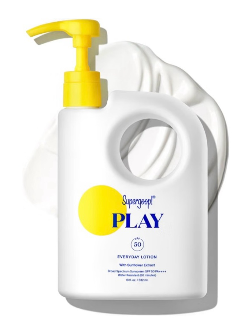 Supergoop! PLAY Everyday Lotion SPF 50 – White Bottle with Yellow Pump